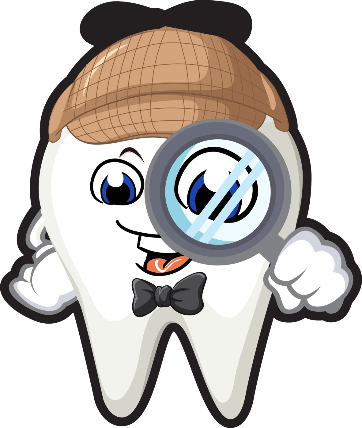 Sherlock Tooth | Tooth Holding Magnifying Glass | Tooth With A Hat | Cavity Detective | Best Pediatric Dentist In Tinton Falls, NJ