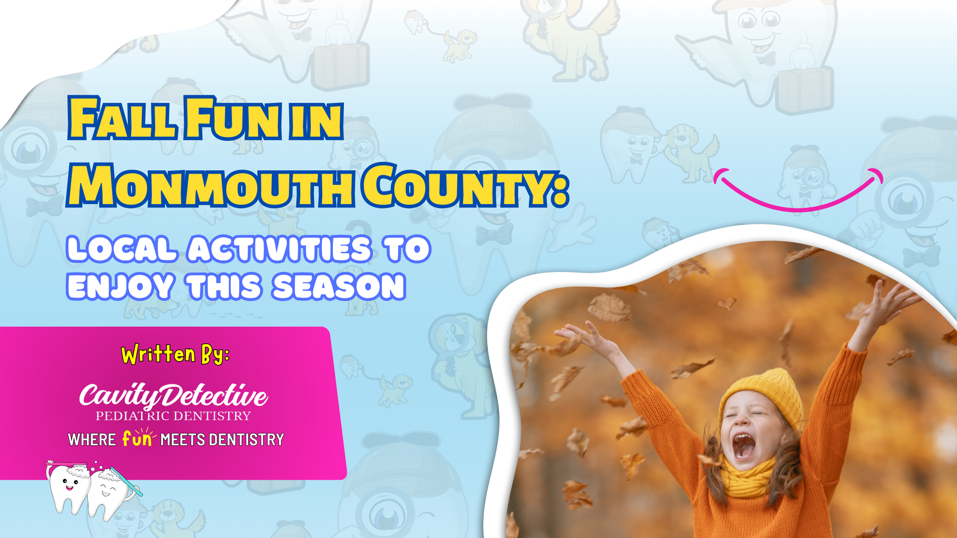 Fall fun in Monmouth County: child throwing autumn leaves.