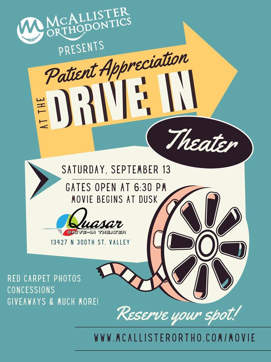 A poster for a patient appreciation drive in theater.