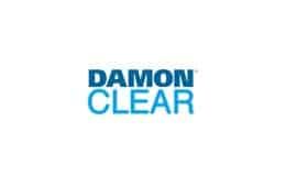 The Damon Clear logo is blue and white on a white background.