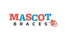 The logo for Mascot Braces is red, white and blue.