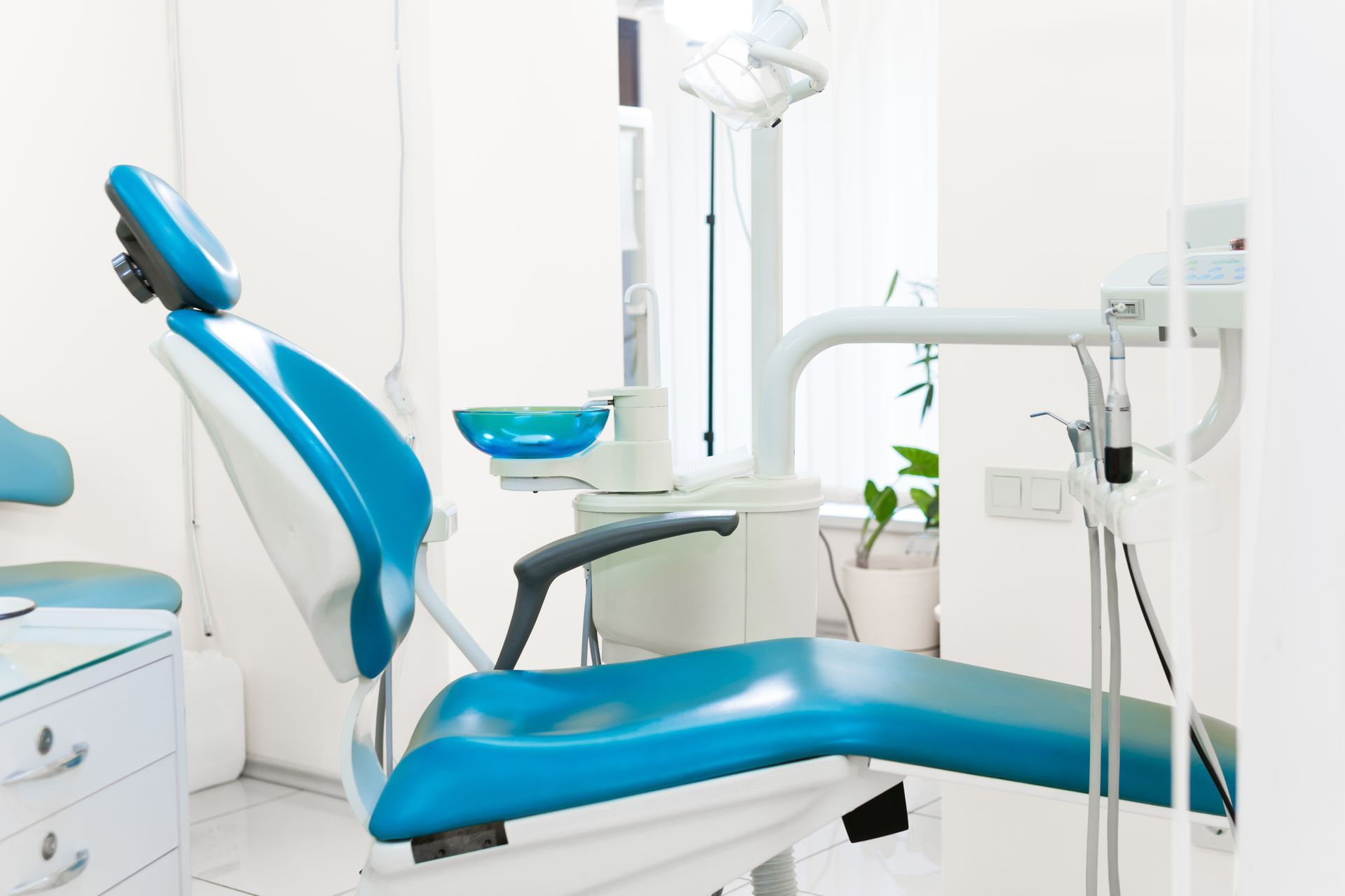 dentist's office blue chair