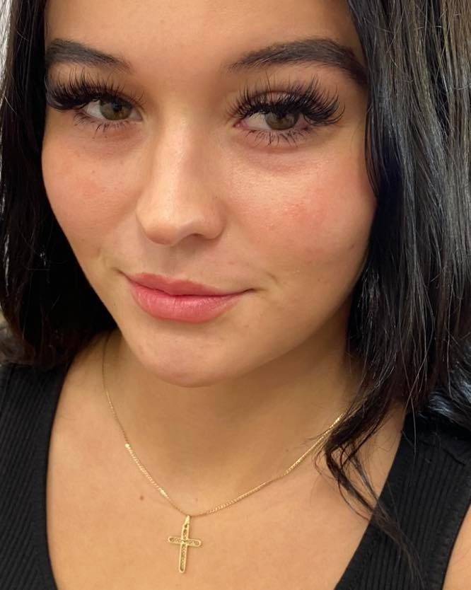 Closed Eye With Gold Eyeshadow And Dark, Full Lashes — Penelope's Beauty in Raymond Terrace, NSW