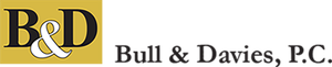 Logo for Bull & Davies, P.C. with the letters "B&D" in black and white on a gold square beside the company name.