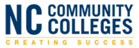 the logo for nc community colleges is blue and yellow 