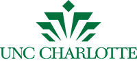 the logo for unc charlotte is green and white with a diamond in the middle 
