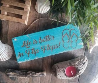 Rustic Wooden Beach Sign