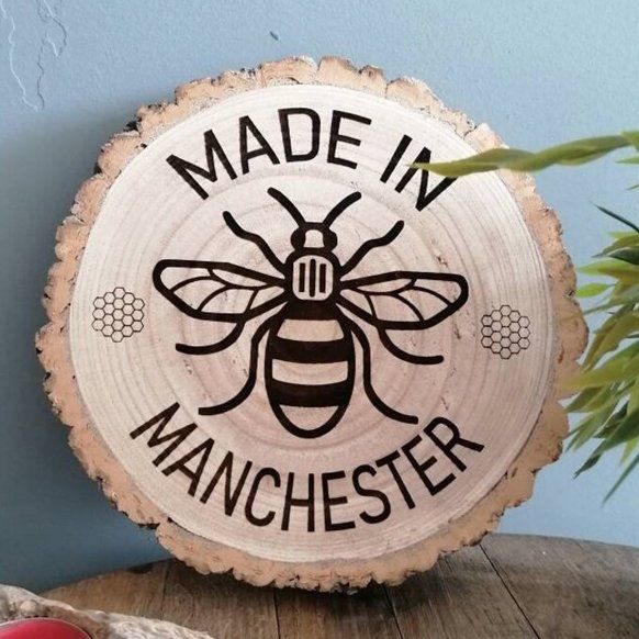 Made in Manchester Rustic Log Slice Manchester Bee