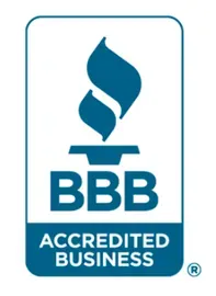 BBB logo with blue torch emblem and