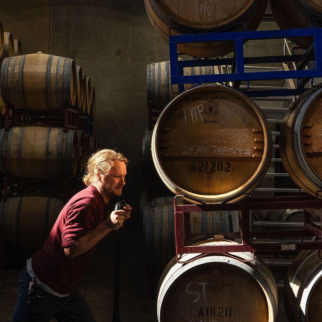 Brian Dennis working in the cellar.