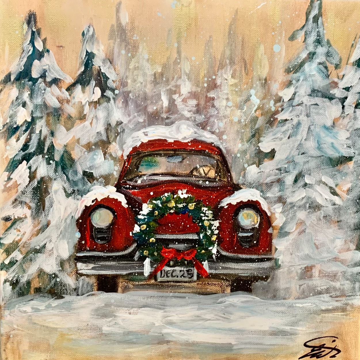 Red Vintage Holiday Truck