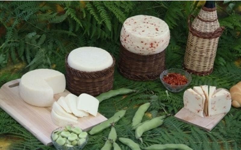 Esposizione di prodotti caseari artigianali