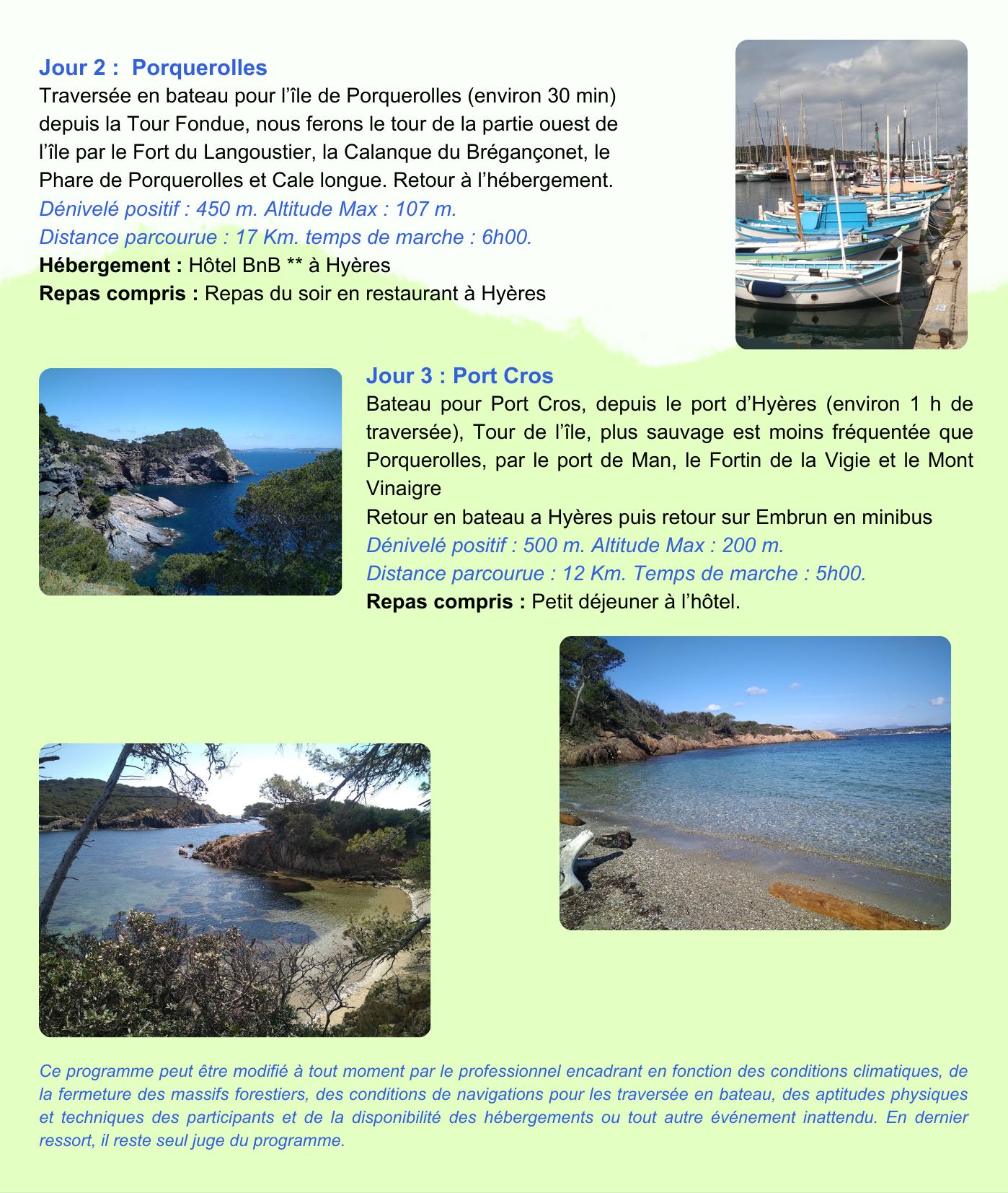 séjour rando Porquerolles