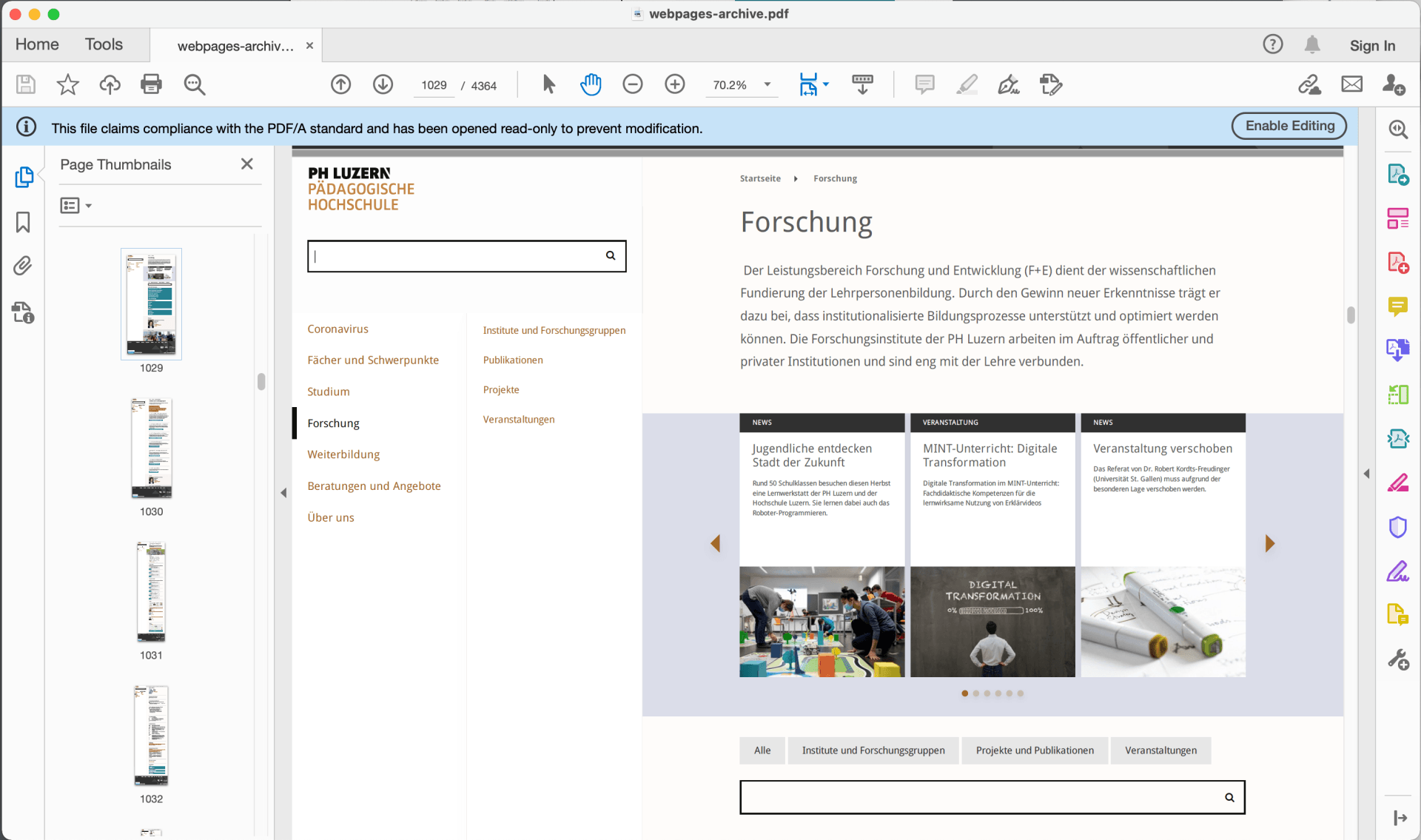 Archive Websites as accurate PDF/A files with cross linking.