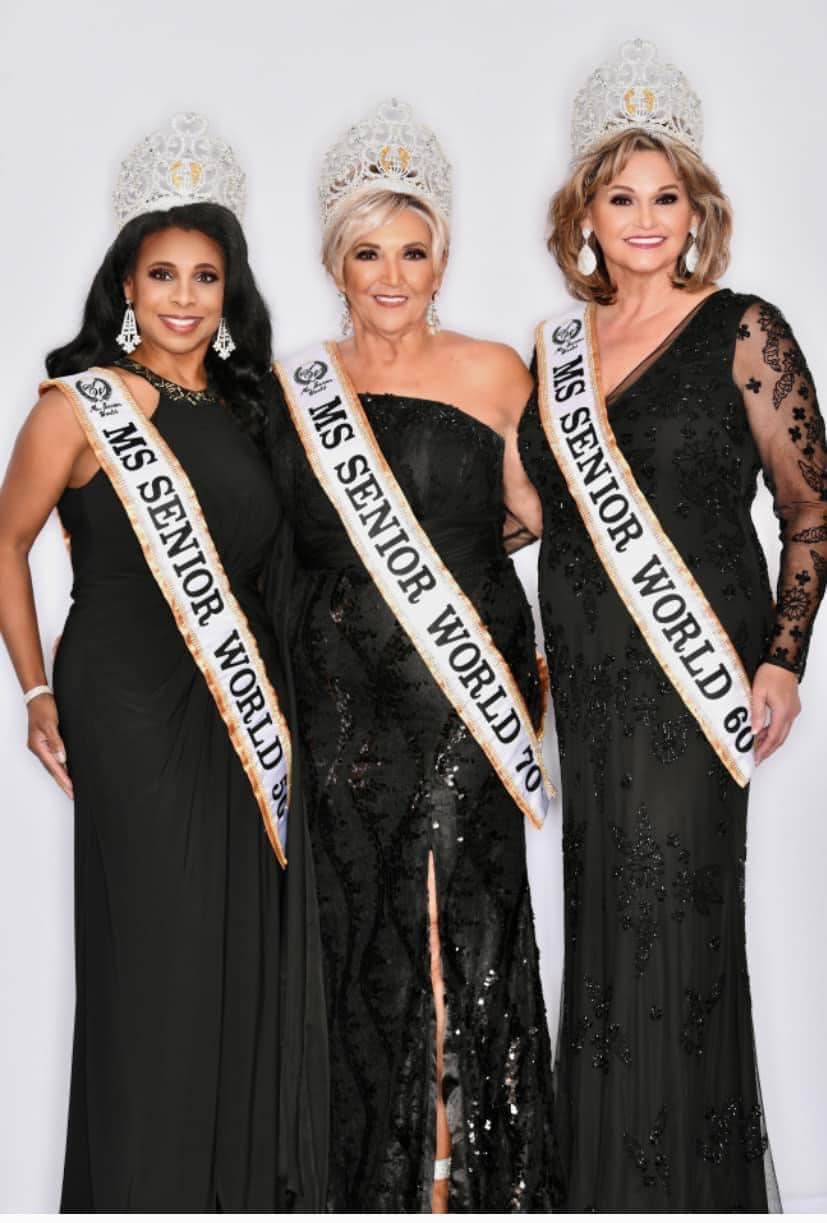 MS Senior World Pageant Winner Queens Group of Women Beauty Models Biloxi 50s 60s 70s Black Dress Glam Formal