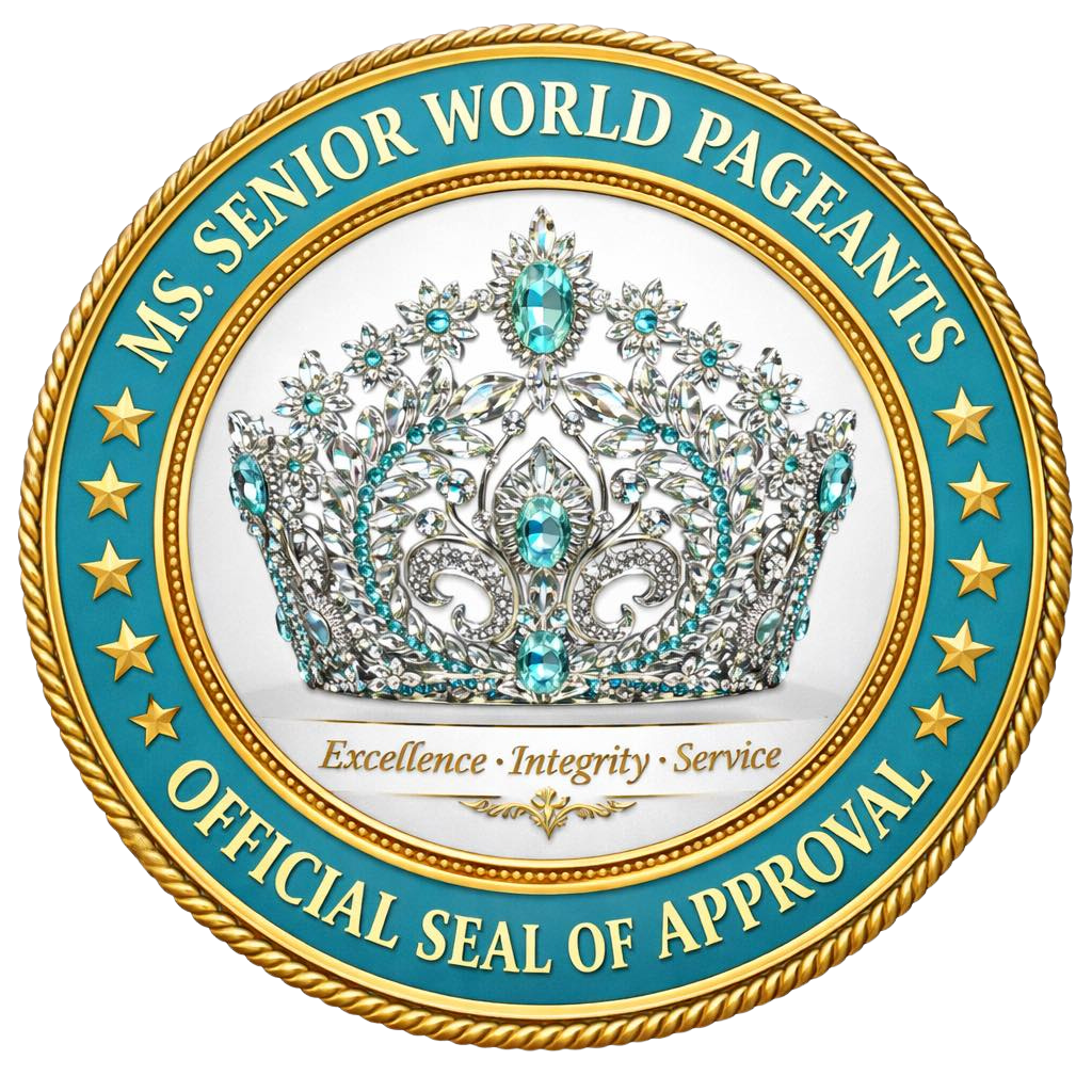 A logo for ms senior world pageants women supporting women