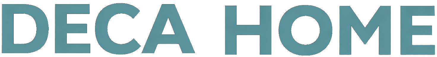 Logo DECA HOME in verde acqua.