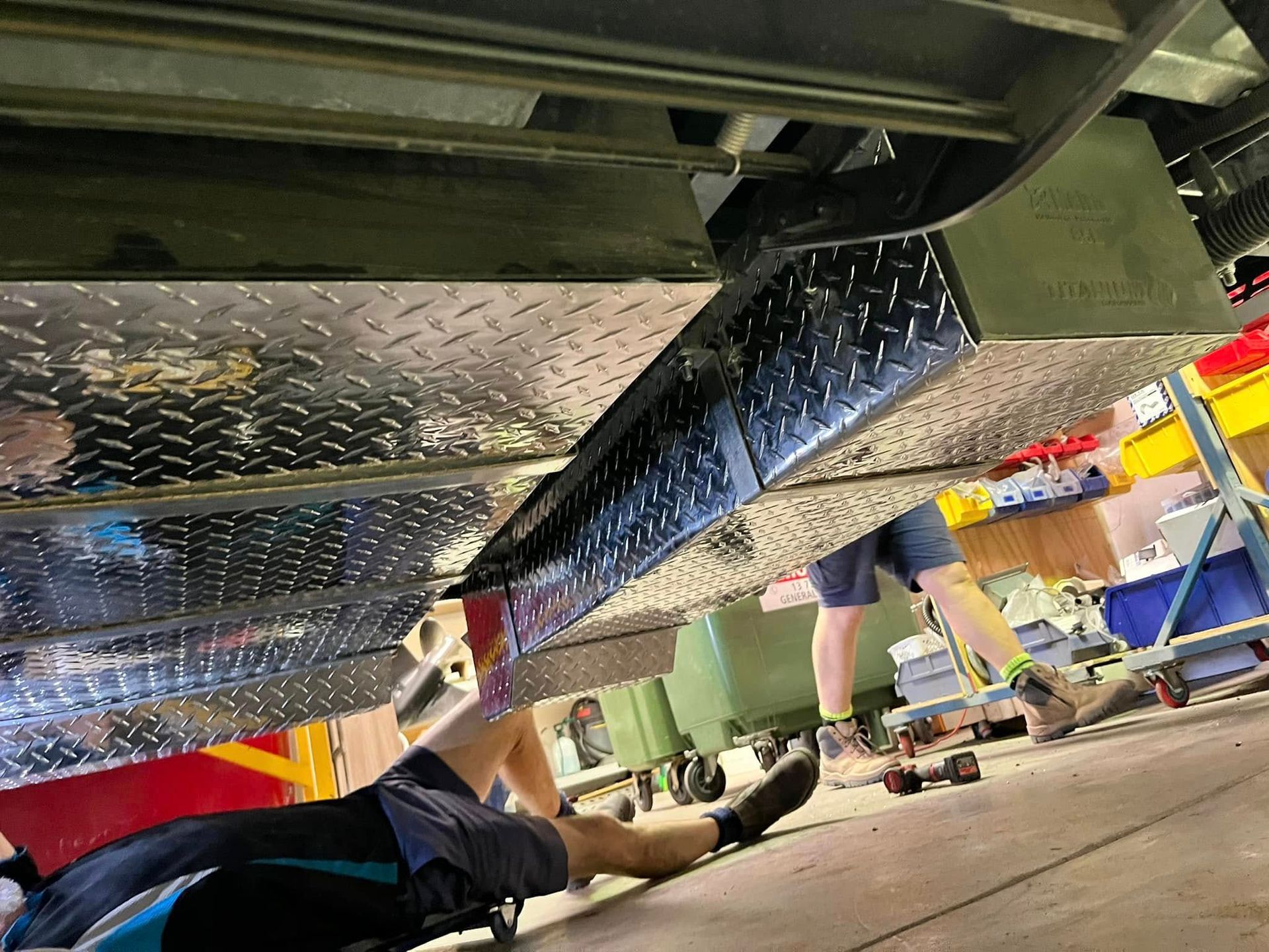 Open, Empty Gray Compartment With White Interior — Torque Metro Caravan Services in Archerfield, QLD