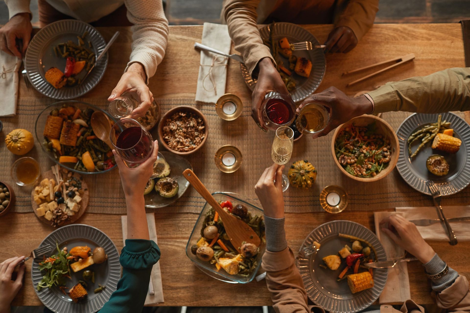 A table of people enjoying a meal