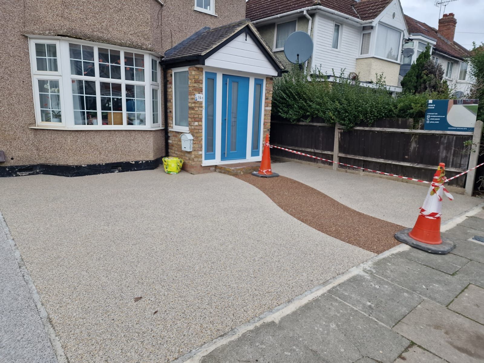 Resin installation in a back garden