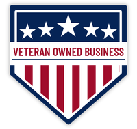 A veteran owned business logo with stars and stripes