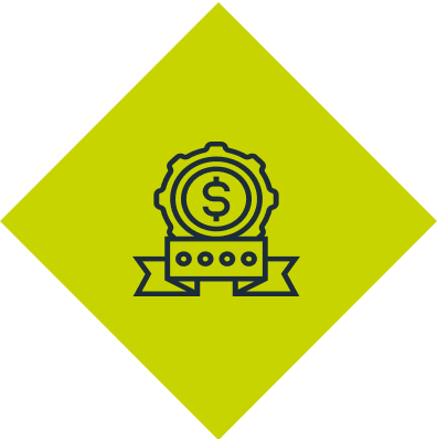 An icon of a medal with a dollar sign on it