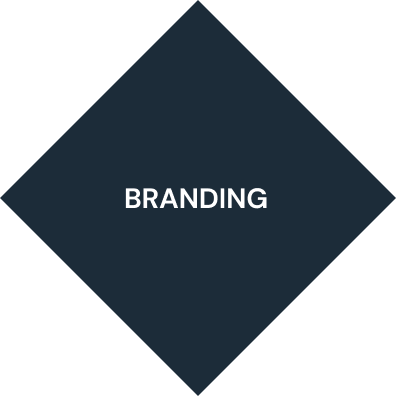 A blue diamond with the word branding on it