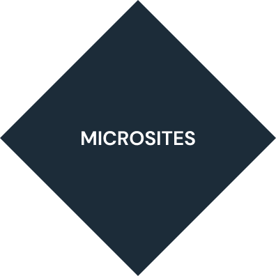 A blue diamond with the word microsites on it