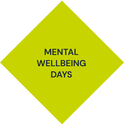 A yellow diamond with mental wellbeing days written on it