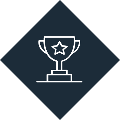 A line drawing of a trophy with a star on it.