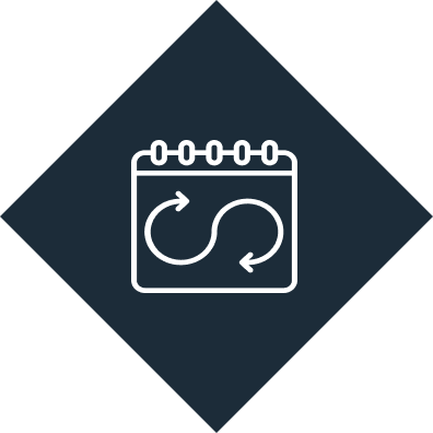 An icon of a calendar with two arrows pointing in opposite directions.