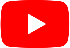 Un rectangle rouge arrondi contenant une icône de bouton de lecture blanche, le logo de YouTube.