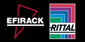 Logos d'Efirack et de Rittal sur fond noir.