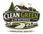 Logo for MGI Landscapes & Outdoor Living, white text on dark gray and green background.