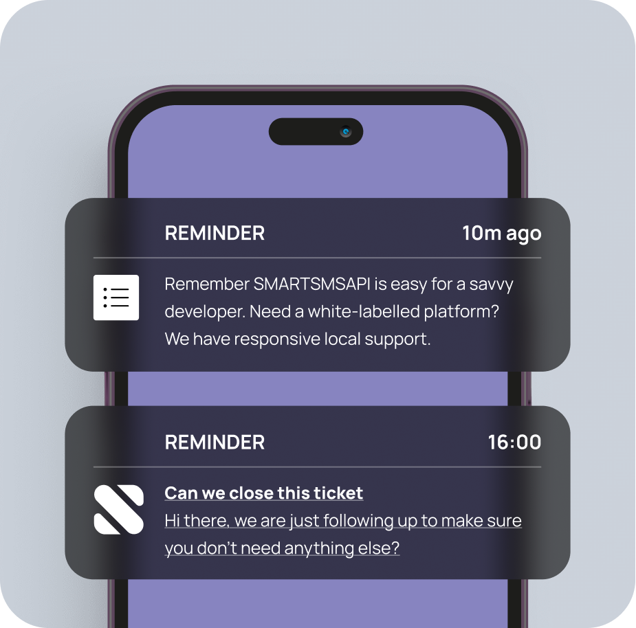 Image of a smartphone with text messages popup