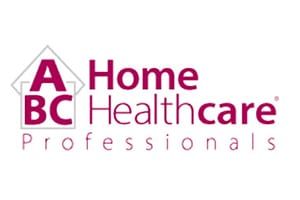 Logo of ABC Home Healthcare Professionals in maroon and gray.