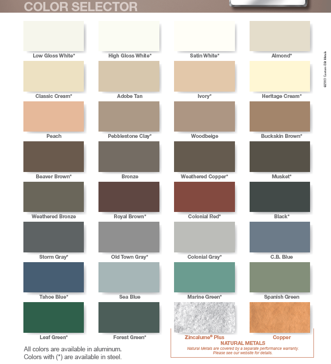 Color Chart — Missoula, MT — Quality Seamless Gutters Inc