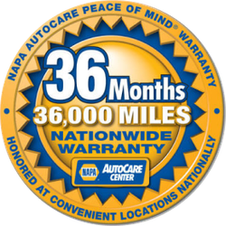 NAPA 36 Months / 36,000 Miles Warranty badge