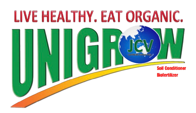 A logo for unigrow that says live healthy eat organic