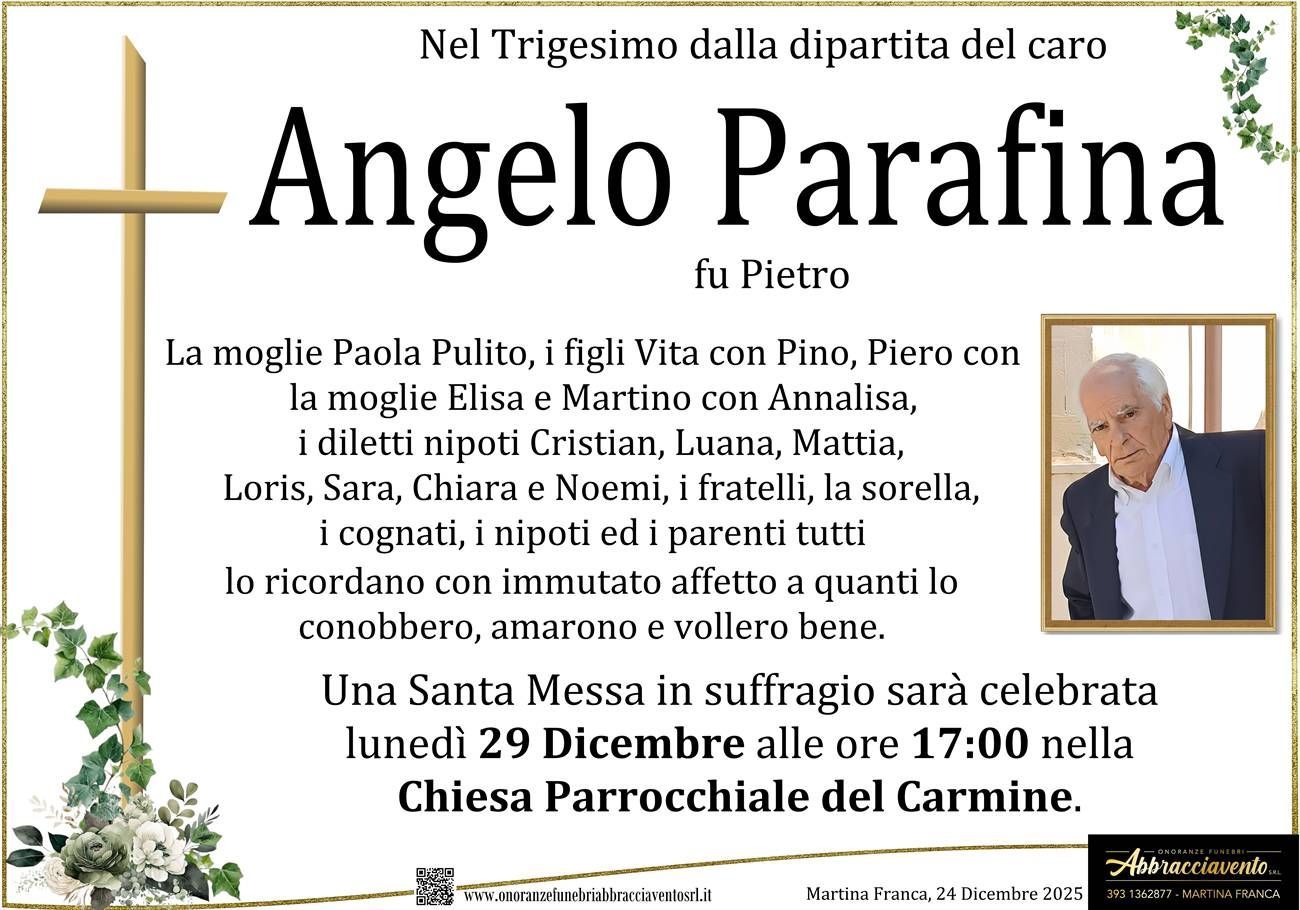 necrologio Angelo Parafina