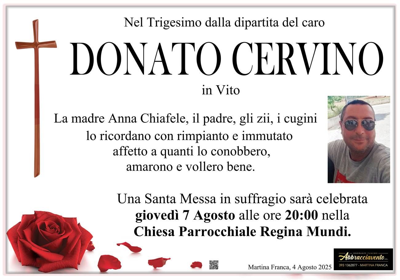 necrologio Donato Cervino