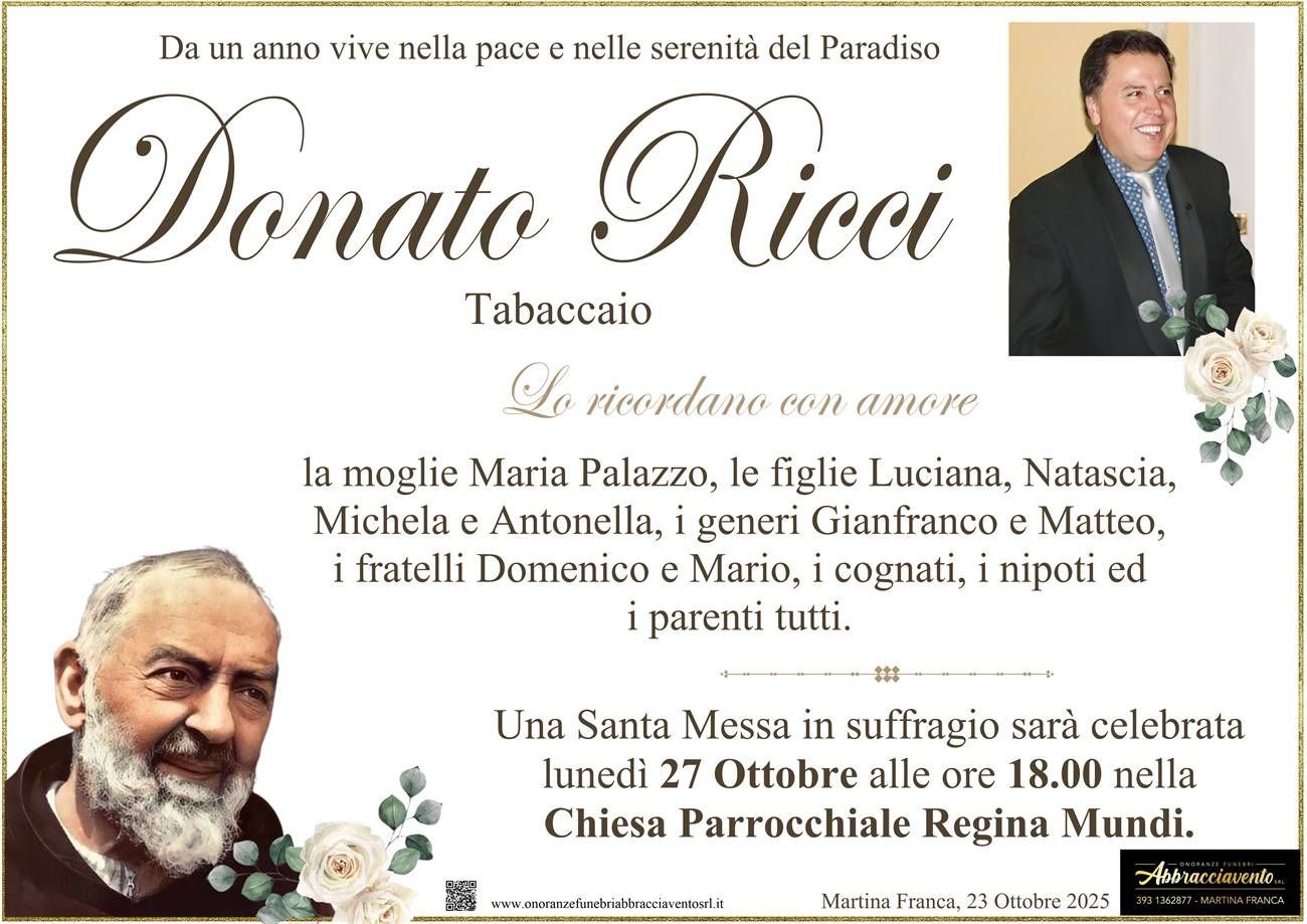 necrologio Donato Ricci