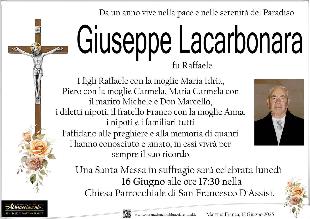 necrologio GIUSEPPE LACARBONARA