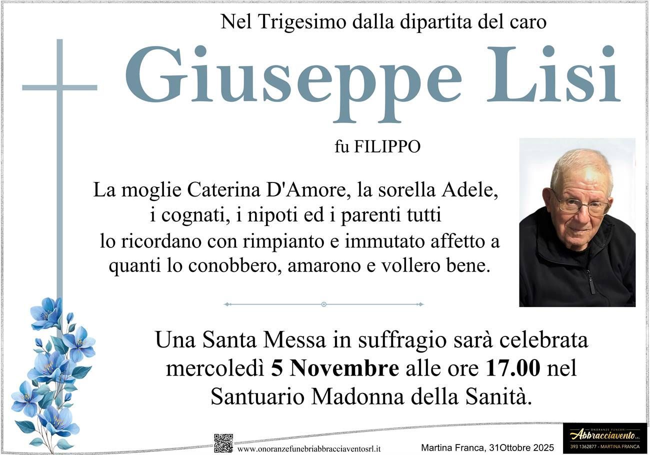 necrologio Giuseppe Lisi