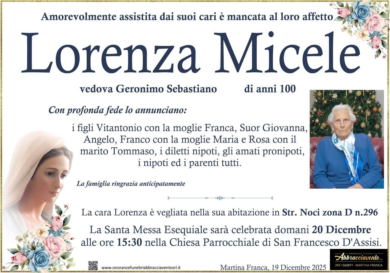 necrologio Lorenza Micele