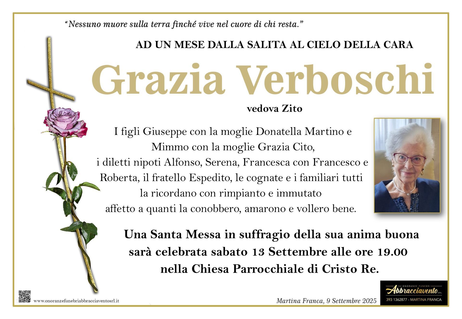 necrologio Grazia Verboschi