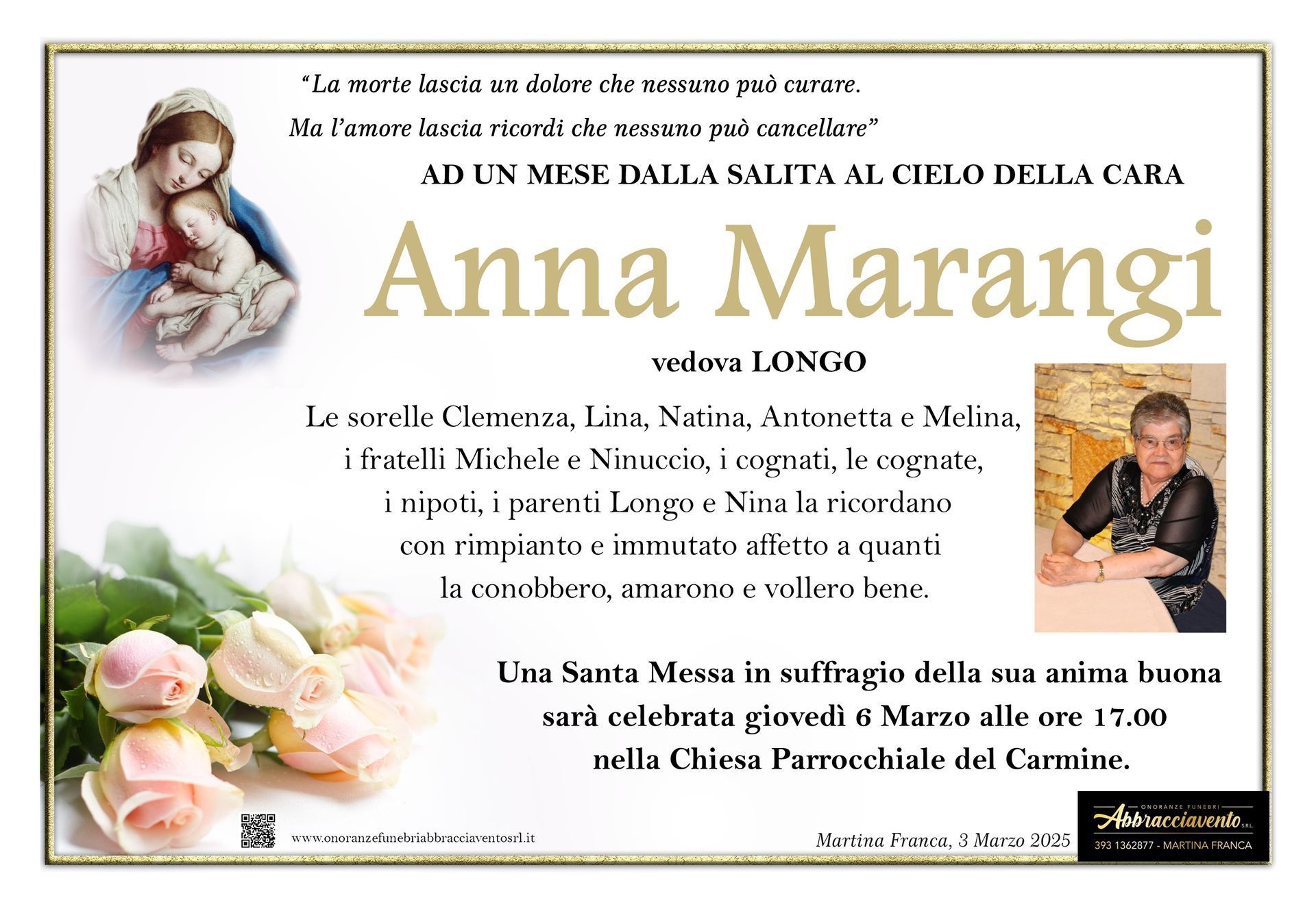 necrologio ANNA MARANGI