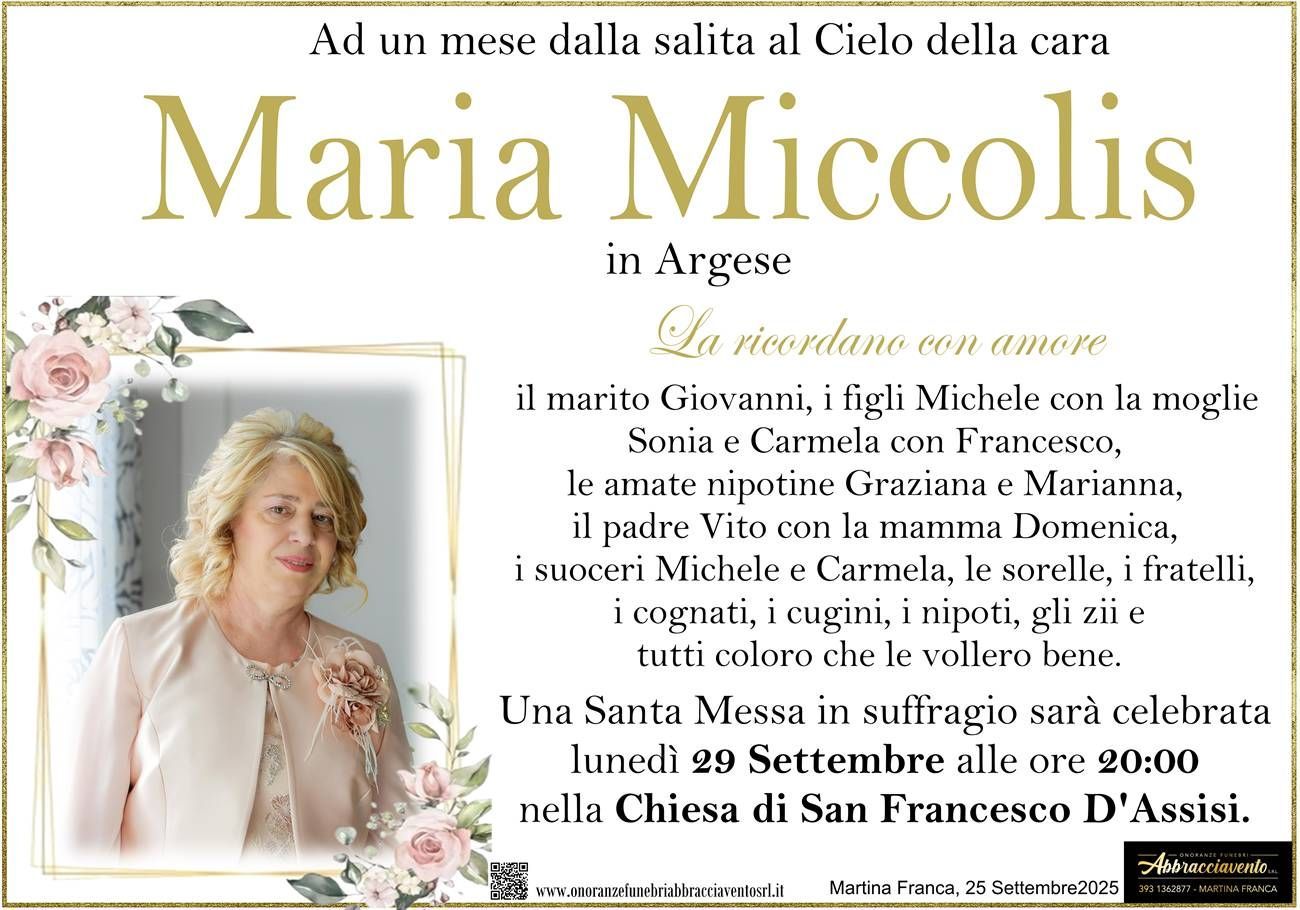 necrologio Maria Miccolis