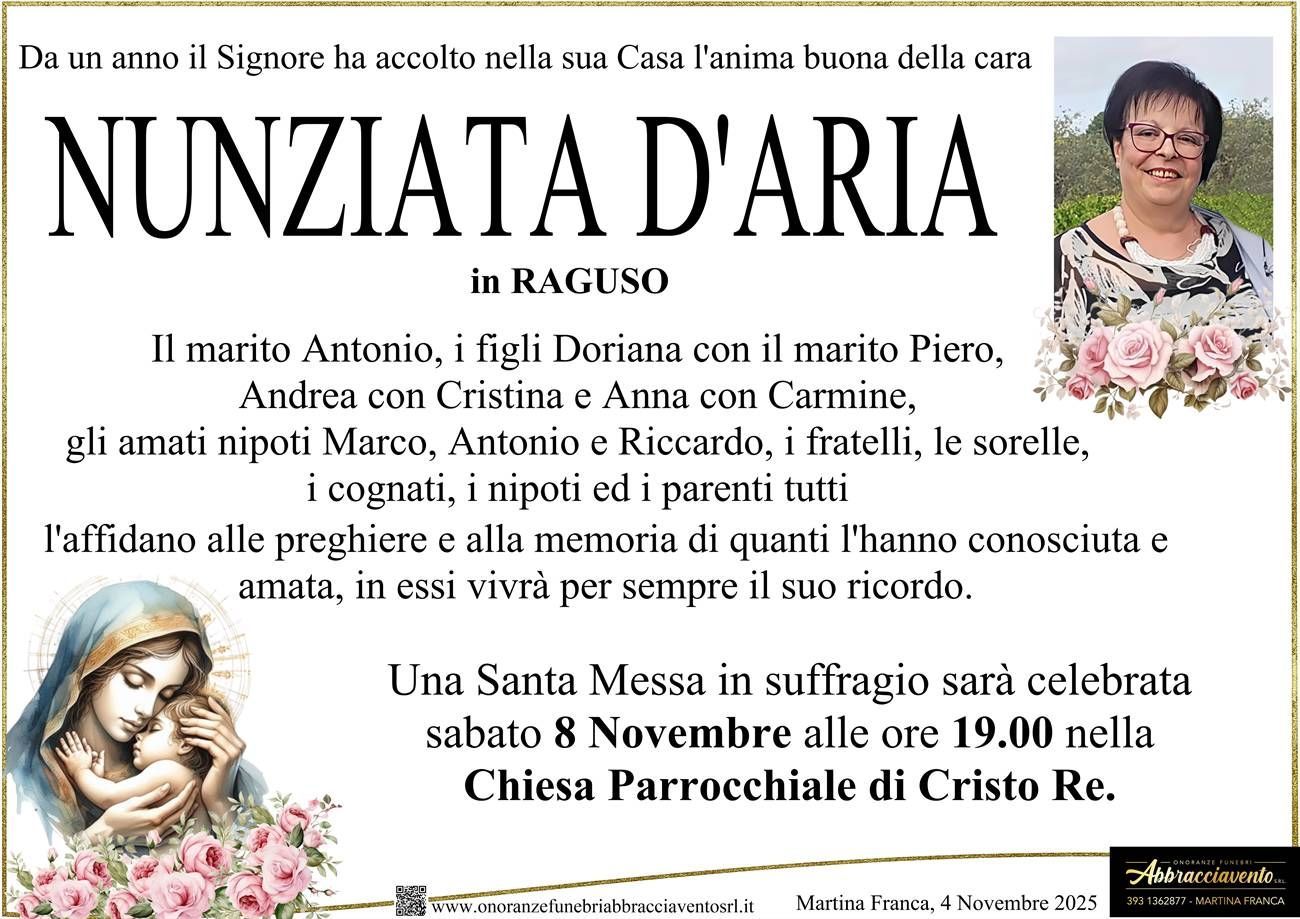 necrologio Nunziata D'Aria