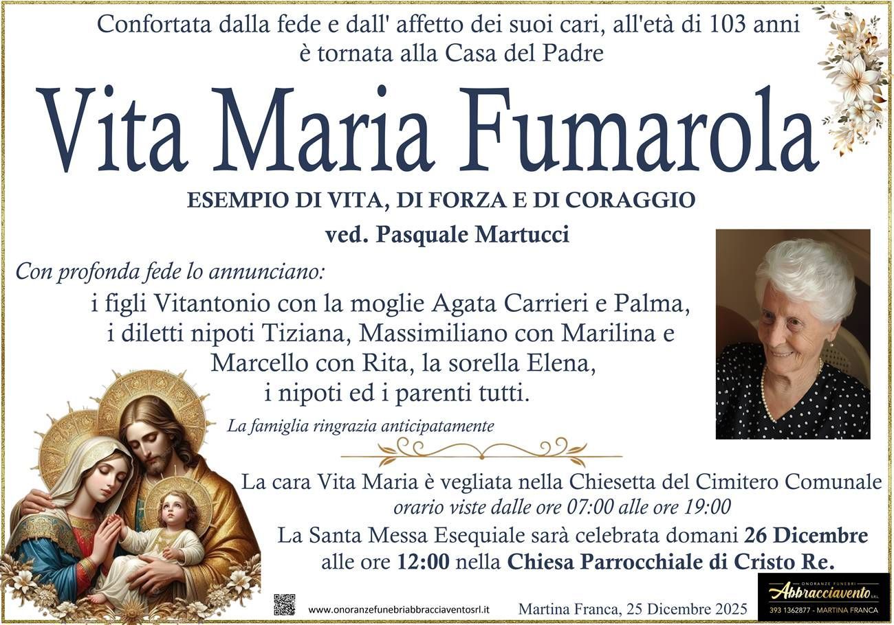 necrologio Vita Maria Fumarola